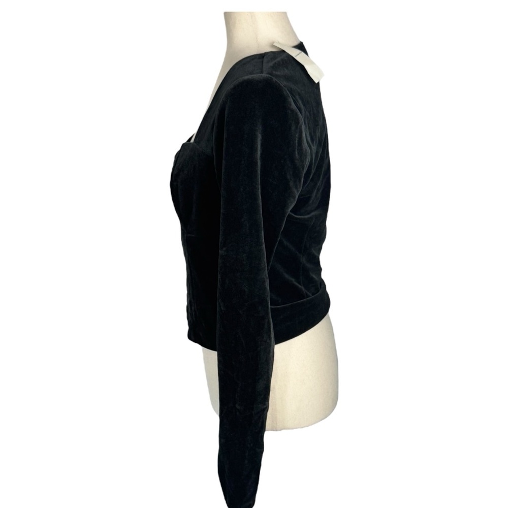 NWT Abercrombie & Fitch long sleeve velvet corset sweetheart crop top size large - Picture 2 of 6